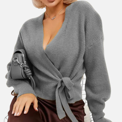 Velour Boutique | Women's V-Neck Drawstring Knit Cardigan