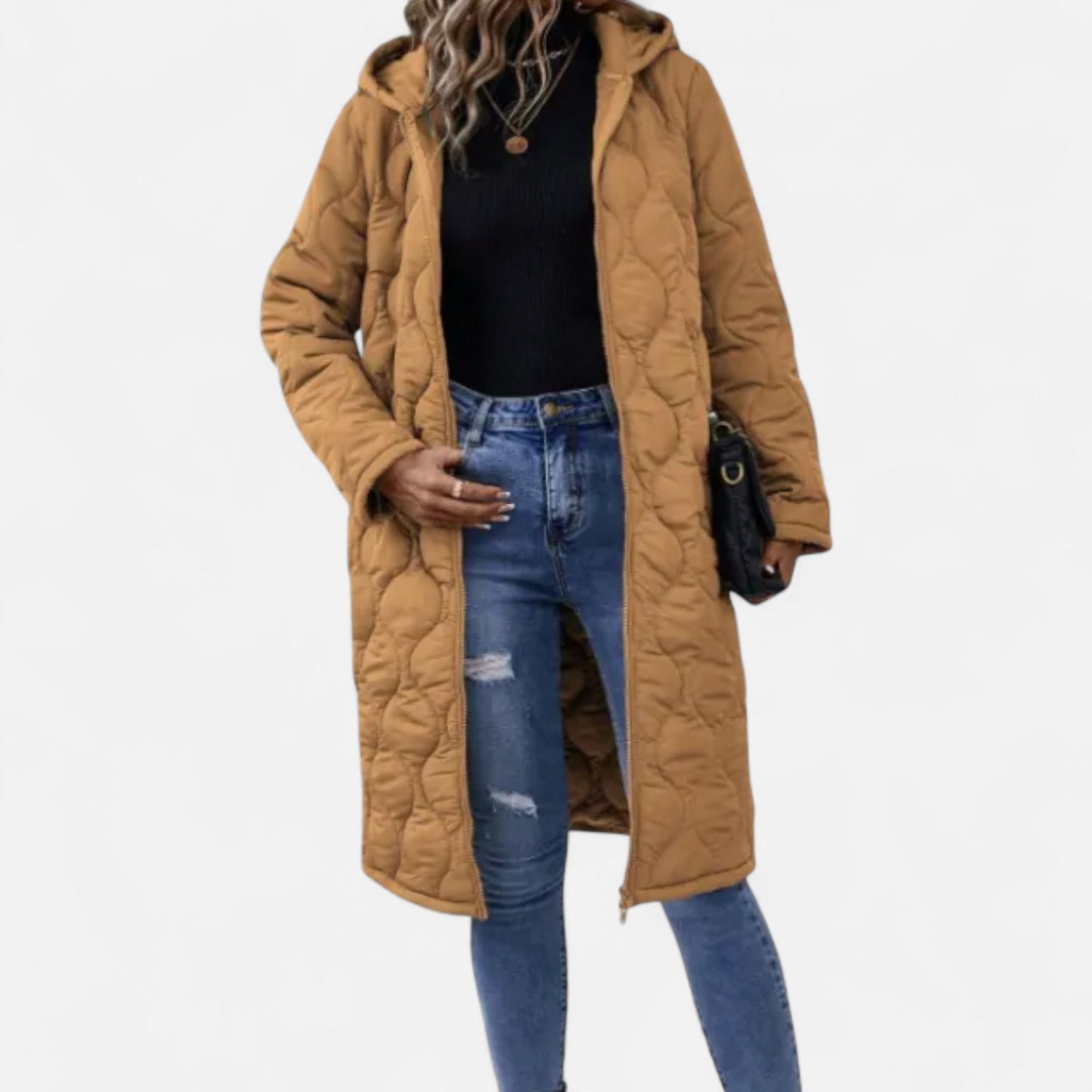 Velour Boutique | Women's Long Quilted Hooded Jacket