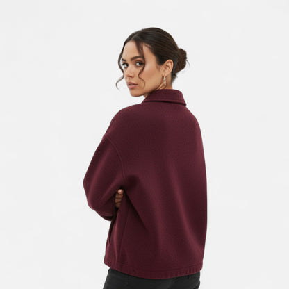 Velour Boutique | Women's Woolen Lapel Zipper Jacket