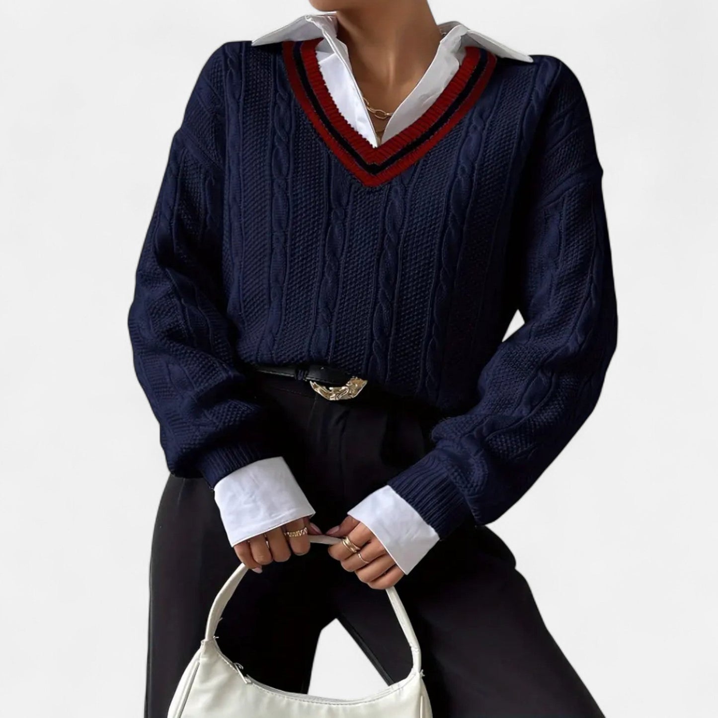 Velour Boutique | Women's V-Neck Knitted Pullover