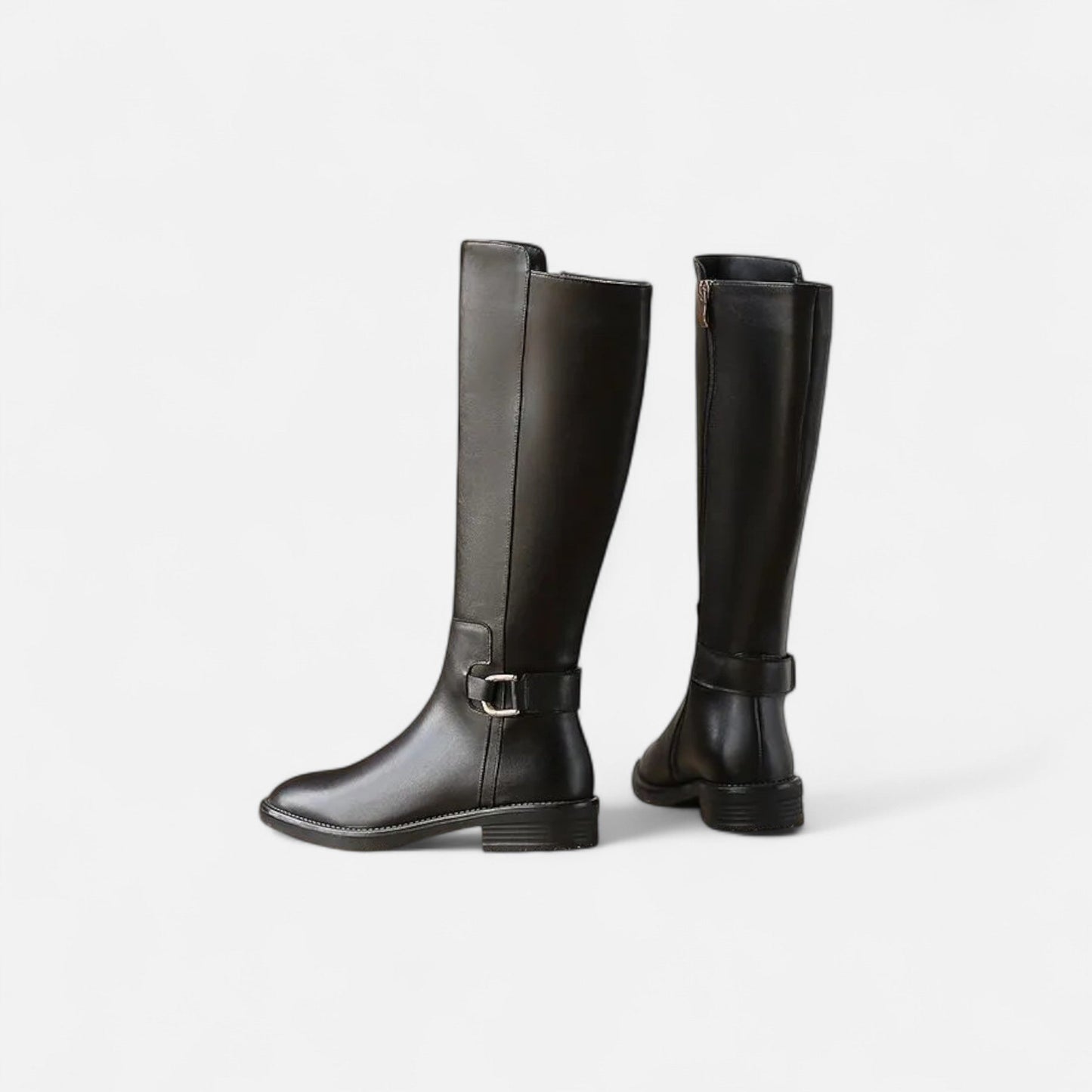 Velour Boutique | Women's Knee-High Riding Boots Vintage Buckle Elegance