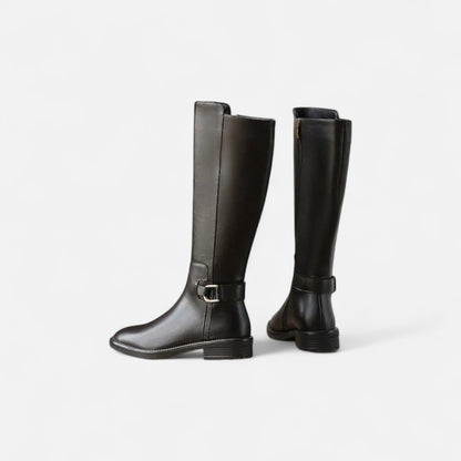 Velour Boutique | Women's Knee-High Riding Boots Vintage Buckle Elegance