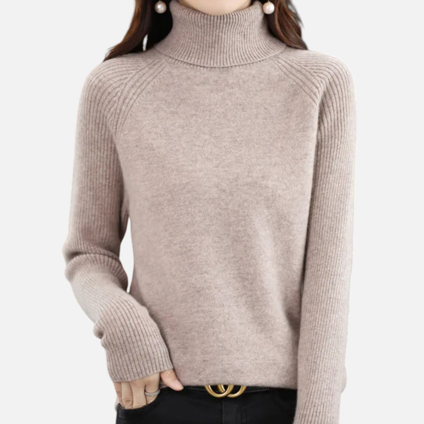 Velour Boutique | Women's Turtleneck Sweater Raglan Sleeve