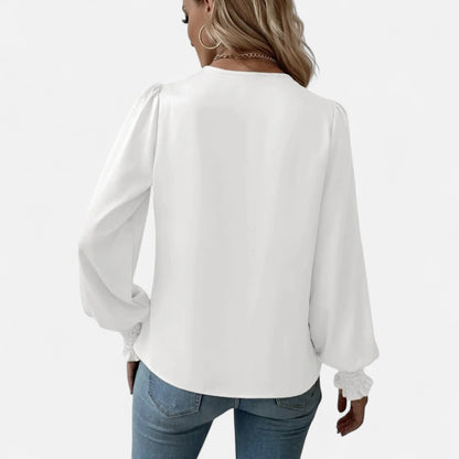 Velour Boutique | Women's V-Neck Lantern Sleeve Blouse