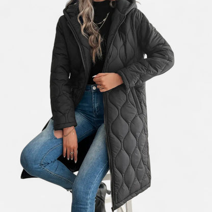 Velour Boutique | Women's Long Quilted Hooded Jacket