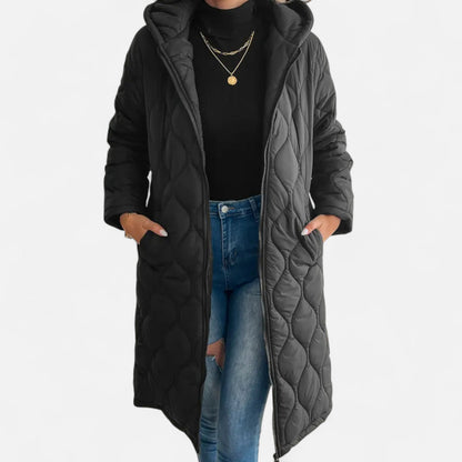 Velour Boutique | Women's Long Quilted Hooded Jacket