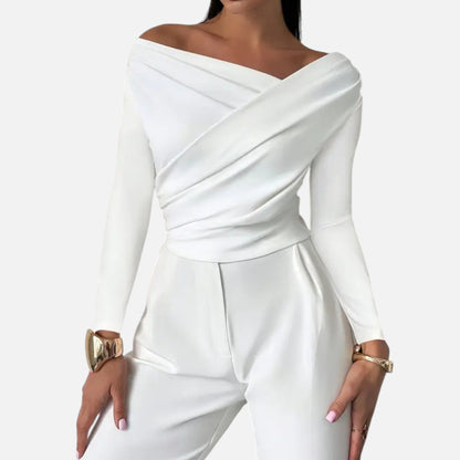 Velour Boutique | Women's Timeless Cross-Over Collar Blouse