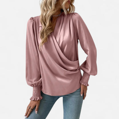 Velour Boutique | Women's V-Neck Lantern Sleeve Blouse