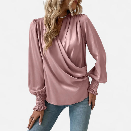 Velour Boutique | Women's V-Neck Lantern Sleeve Blouse
