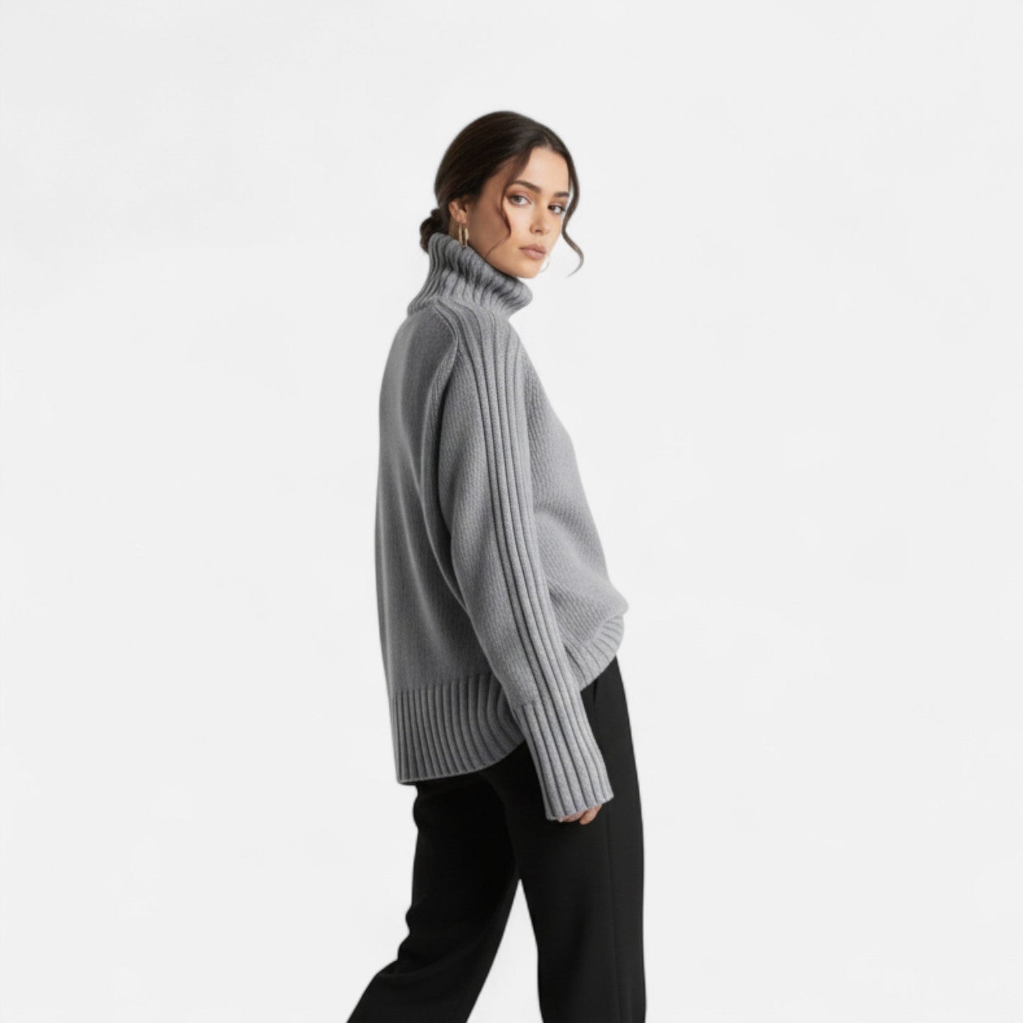 Velour Boutique | Women's Knit Turtleneck Sweater Solid Colour Style