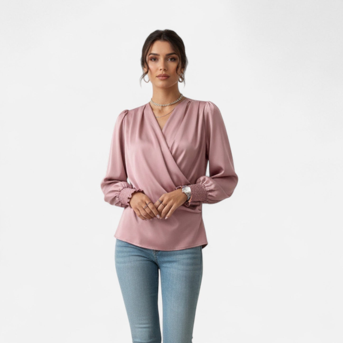 Velour Boutique | Women's V-Neck Lantern Sleeve Blouse