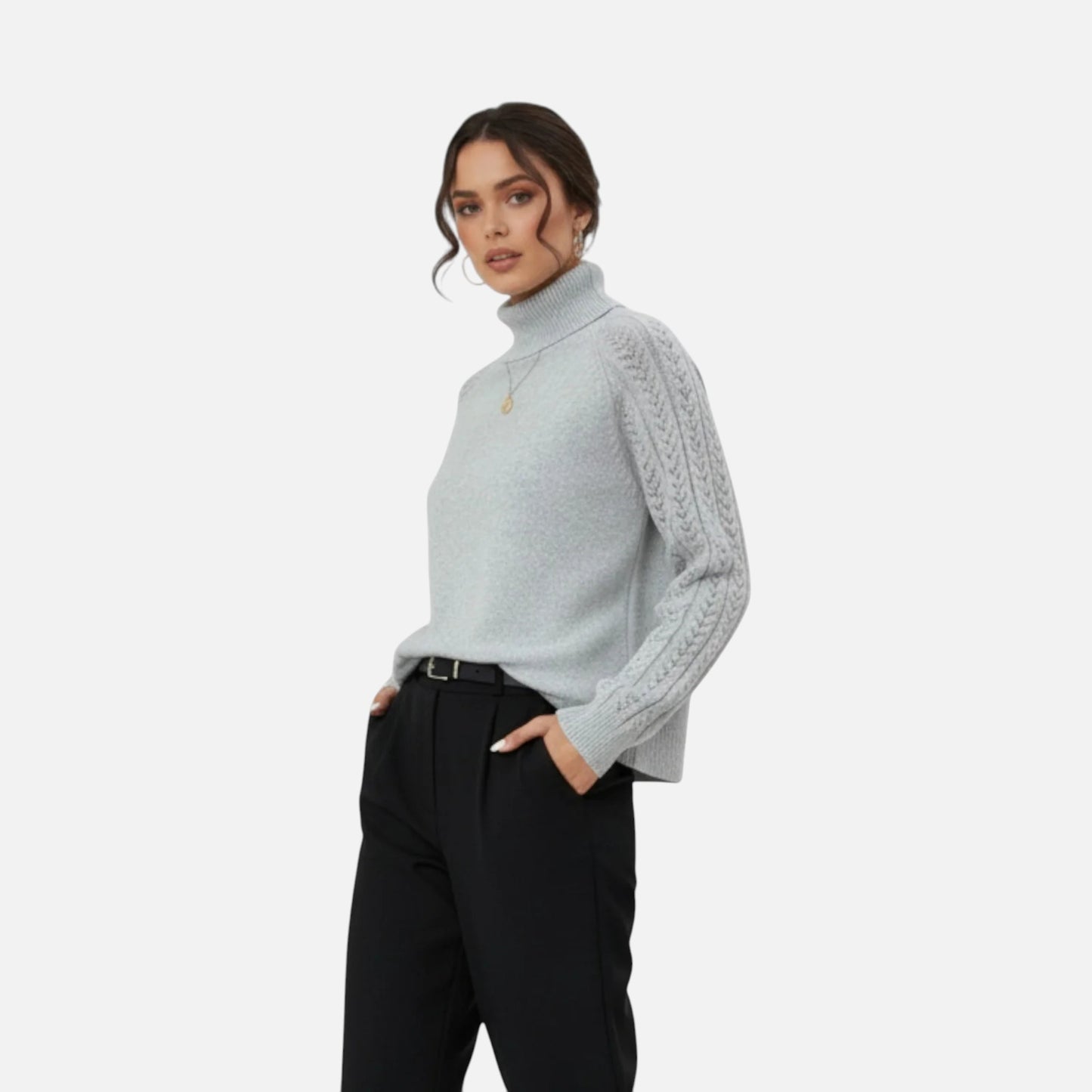 Vellemere | Women’s Cashmere-Touch Turtleneck – Raglan Heritage Knit