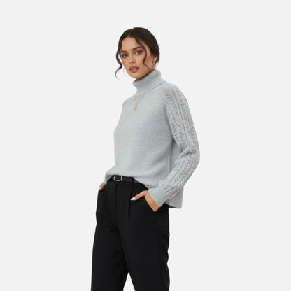 Vellemere | Women’s Cashmere-Touch Turtleneck – Raglan Heritage Knit