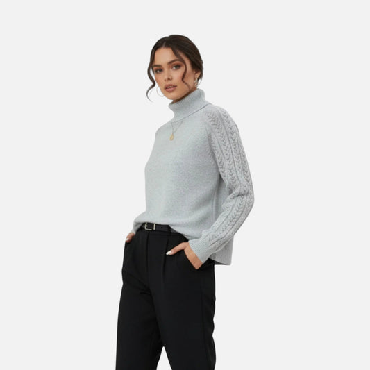 Vellemere | Women’s Cashmere-Touch Turtleneck – Raglan Heritage Knit