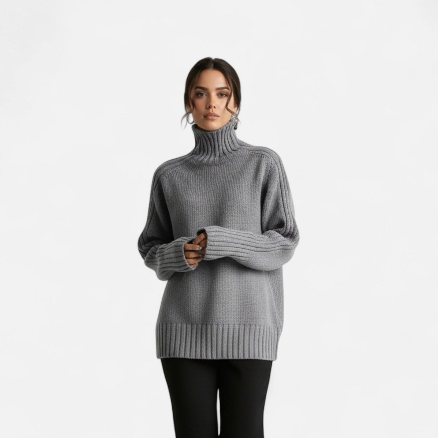 Velour Boutique | Women's Knit Turtleneck Sweater Solid Colour Style