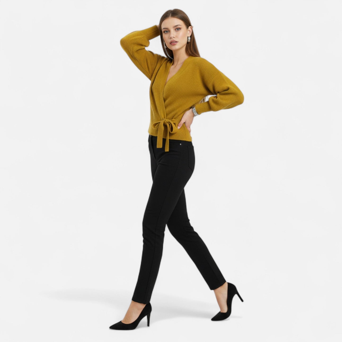 Velour Boutique | Women's V-Neck Drawstring Knit Cardigan