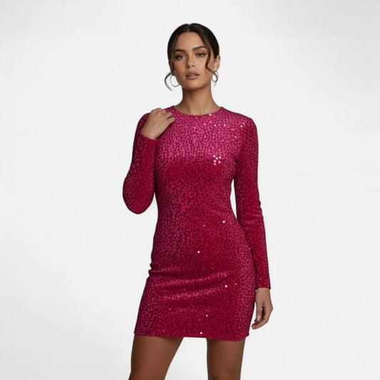 Velour Boutique | Women's Sequin Bodycon Long-Sleeve Mini Dress