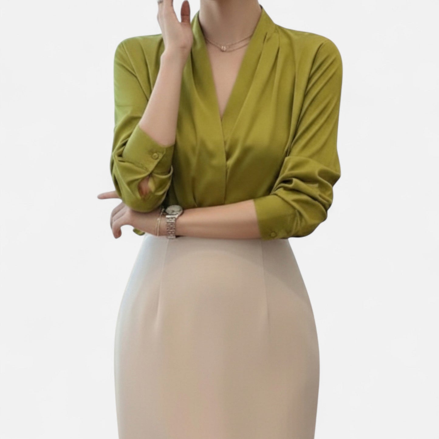 Velour Boutique | Women's V-Neck Silk Blouse Timeless Elegance