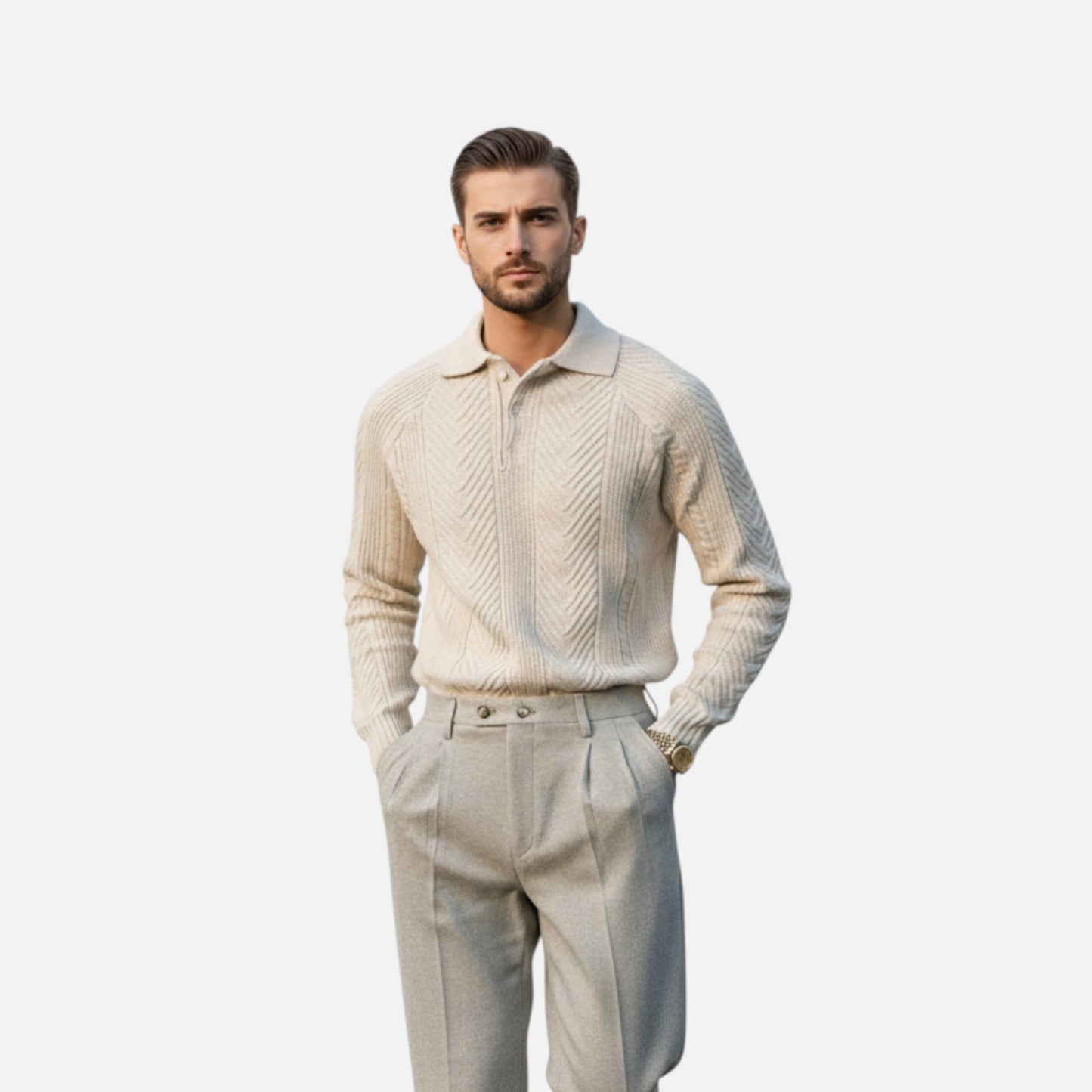Velour Boutique | Men’s Timeless Long Sleeve Knit Polo Sweater