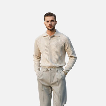 Velour Boutique | Men’s Timeless Long Sleeve Knit Polo Sweater
