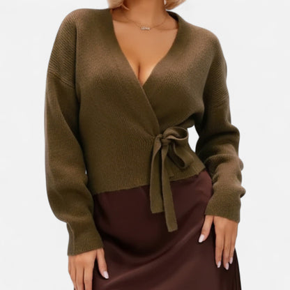 Velour Boutique | Women's V-Neck Drawstring Knit Cardigan