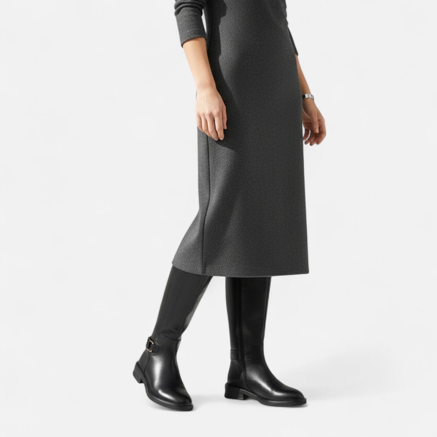 Velour Boutique | Women's Knee-High Riding Boots Vintage Buckle Elegance