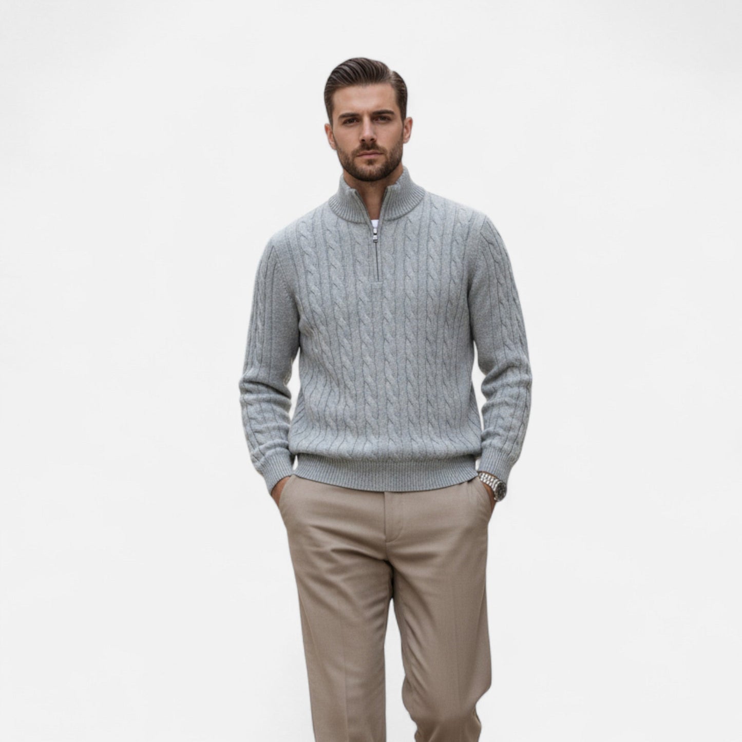 Velour Boutique | Men’s Half-Zip Knit Sweater Thick Turtleneck