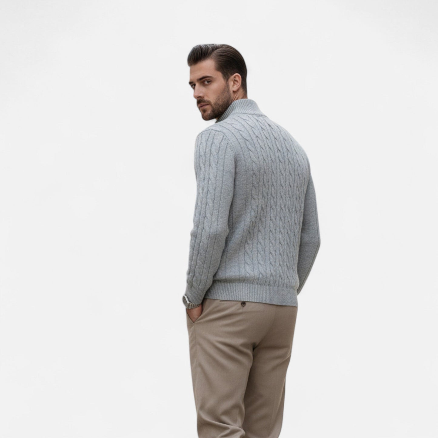 Velour Boutique | Men’s Half-Zip Knit Sweater Thick Turtleneck