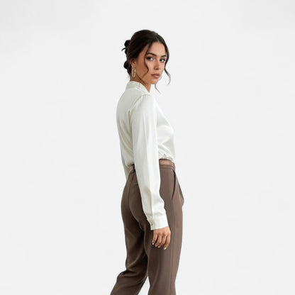 Velour Boutique | Women's V-Neck Silk Blouse Timeless Elegance