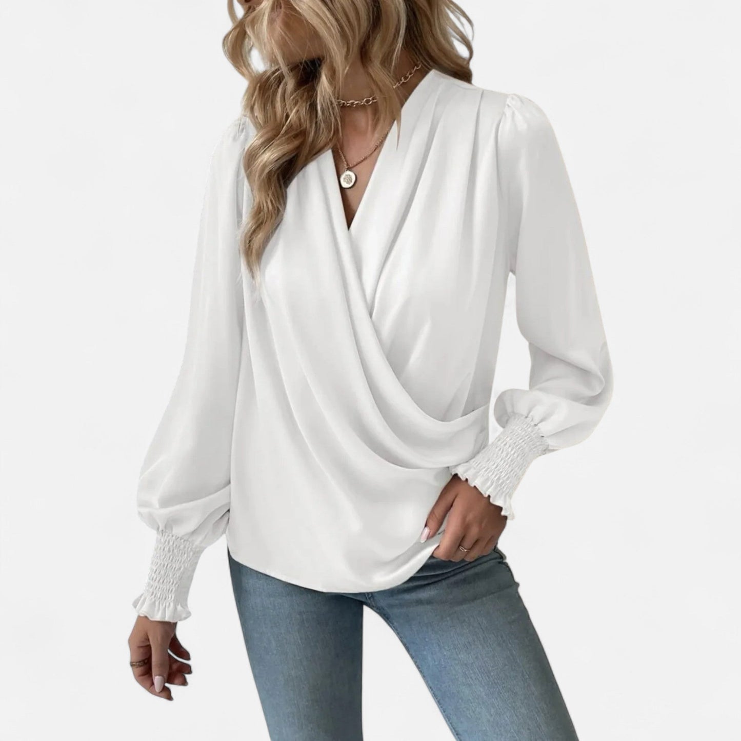 Velour Boutique | Women's V-Neck Lantern Sleeve Blouse