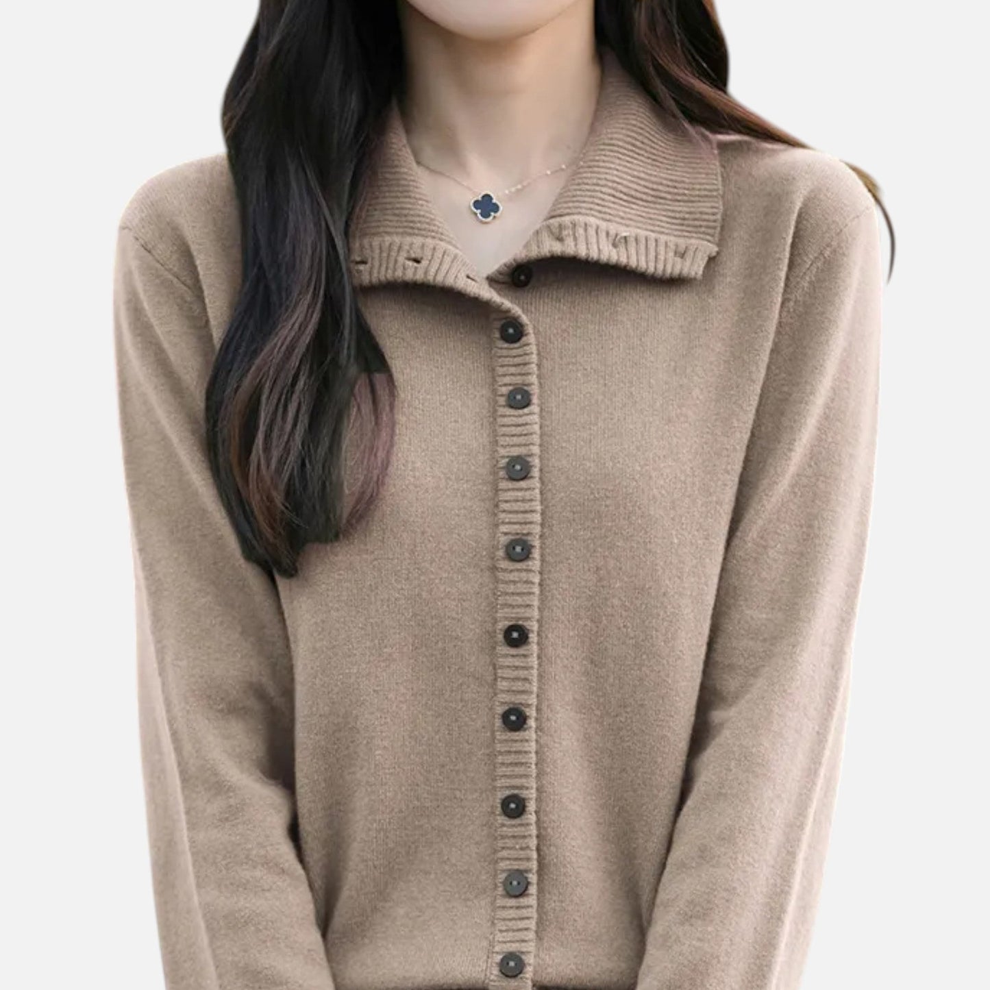 Velour Boutique | Women's High-Neck Ribbed Cardigan