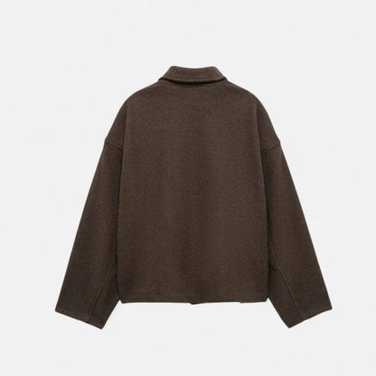 Velour Boutique | Women's Woolen Lapel Zipper Jacket