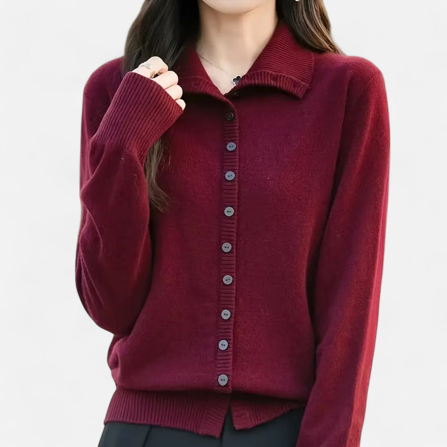 Velour Boutique | Women's High-Neck Ribbed Cardigan
