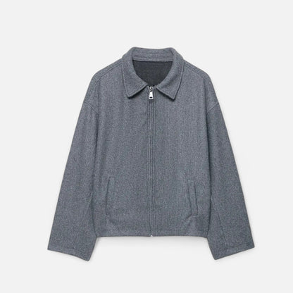 Velour Boutique | Women's Woolen Lapel Zipper Jacket