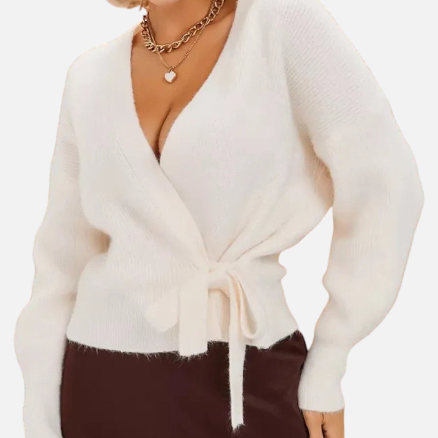 Velour Boutique | Women's V-Neck Drawstring Knit Cardigan