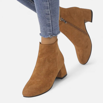 Velour Boutique | Women's Suede Ankle Boots Block Heel