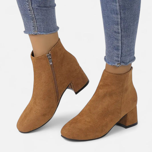 Velour Boutique | Women's Suede Ankle Boots Block Heel