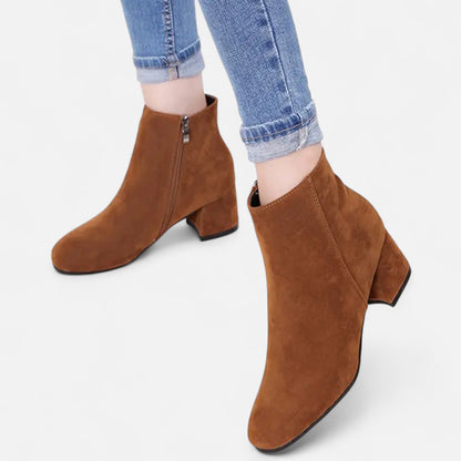 Velour Boutique | Women's Suede Ankle Boots Block Heel
