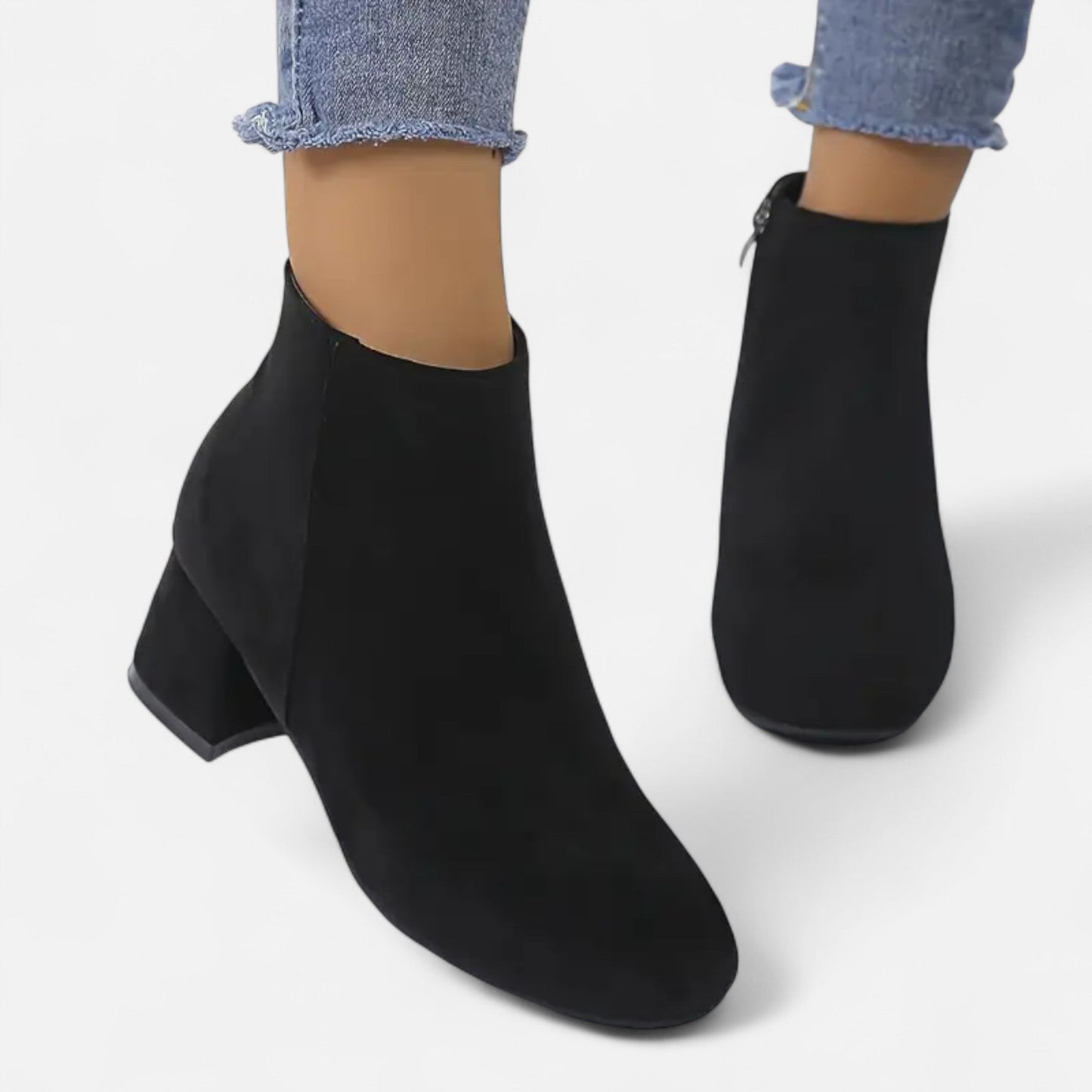 Velour Boutique | Women's Suede Ankle Boots Block Heel