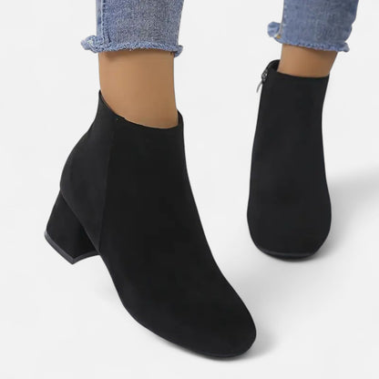 Velour Boutique | Women's Suede Ankle Boots Block Heel