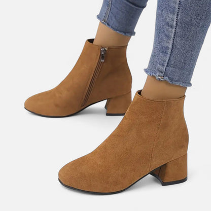 Velour Boutique | Women's Suede Ankle Boots Block Heel