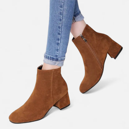 Velour Boutique | Women's Suede Ankle Boots Block Heel