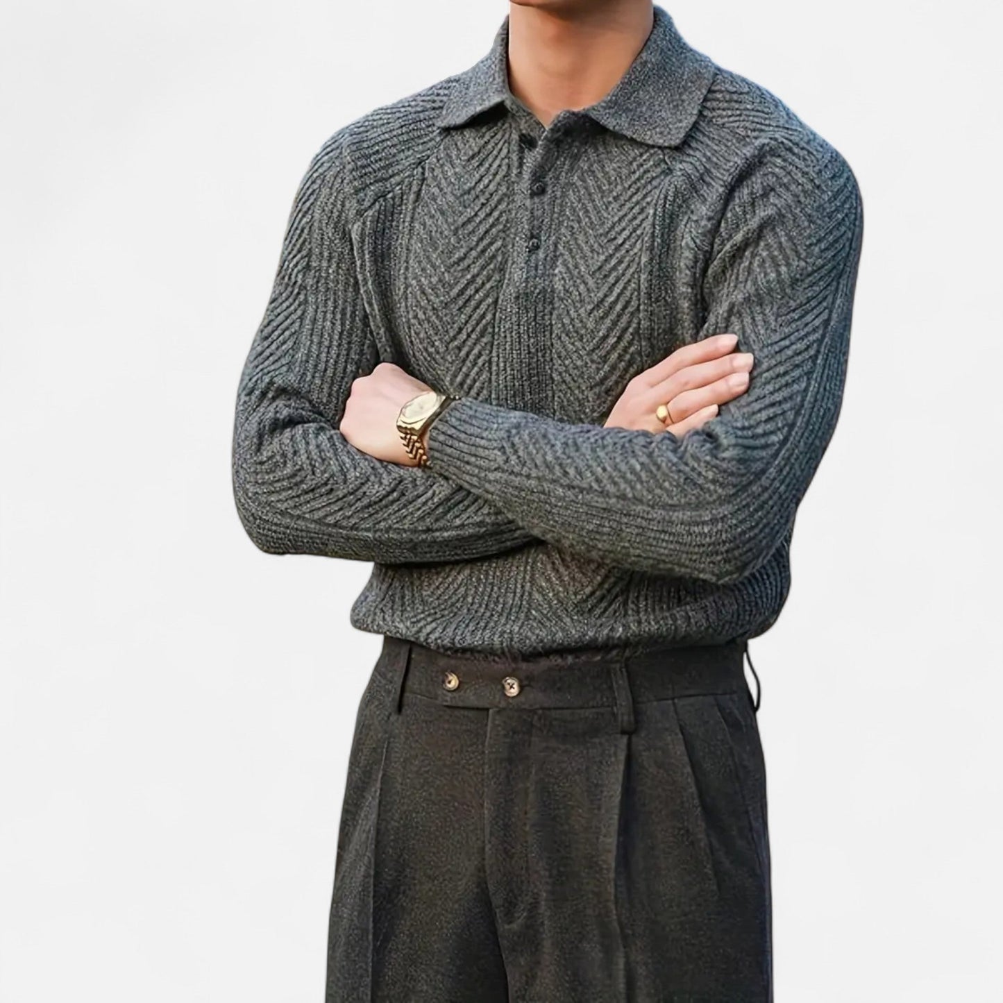 Velour Boutique | Men’s Timeless Long Sleeve Knit Polo Sweater
