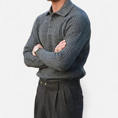 Velour Boutique | Men’s Timeless Long Sleeve Knit Polo Sweater