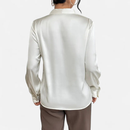 Velour Boutique | Women's V-Neck Silk Blouse Timeless Elegance