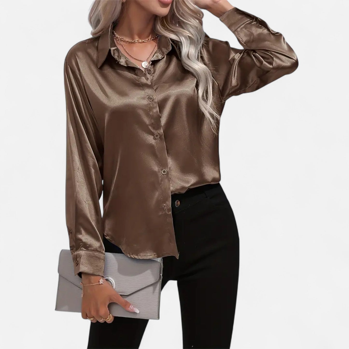 Velour Boutique | Women's Satin Blouse Glossy Elegance