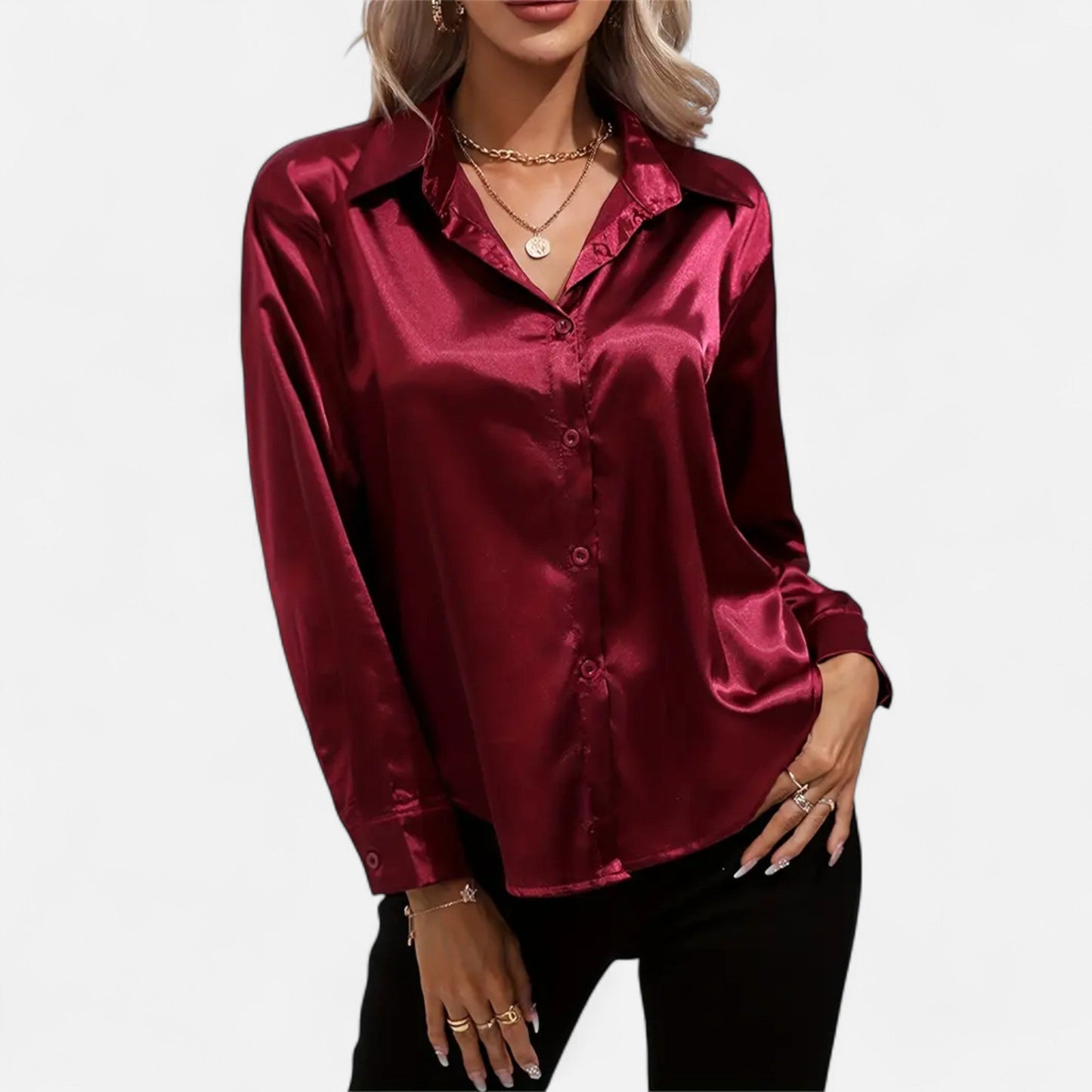 Velour Boutique | Women's Satin Blouse Glossy Elegance