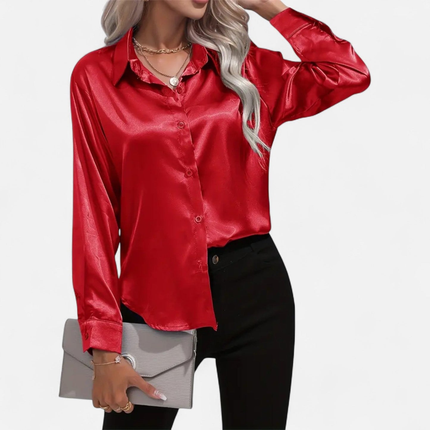 Velour Boutique | Women's Satin Blouse Glossy Elegance