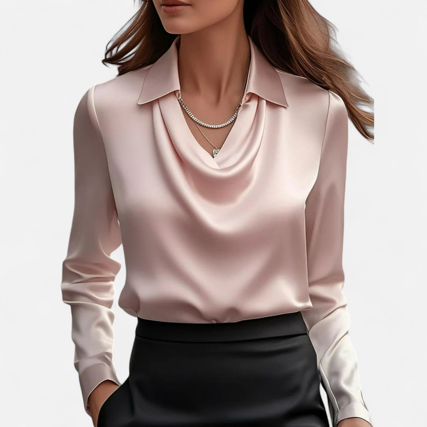 Velour Boutique | Women's Satin Blouse Pleated V-Neck
