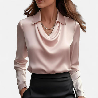Velour Boutique | Women's Satin Blouse Pleated V-Neck